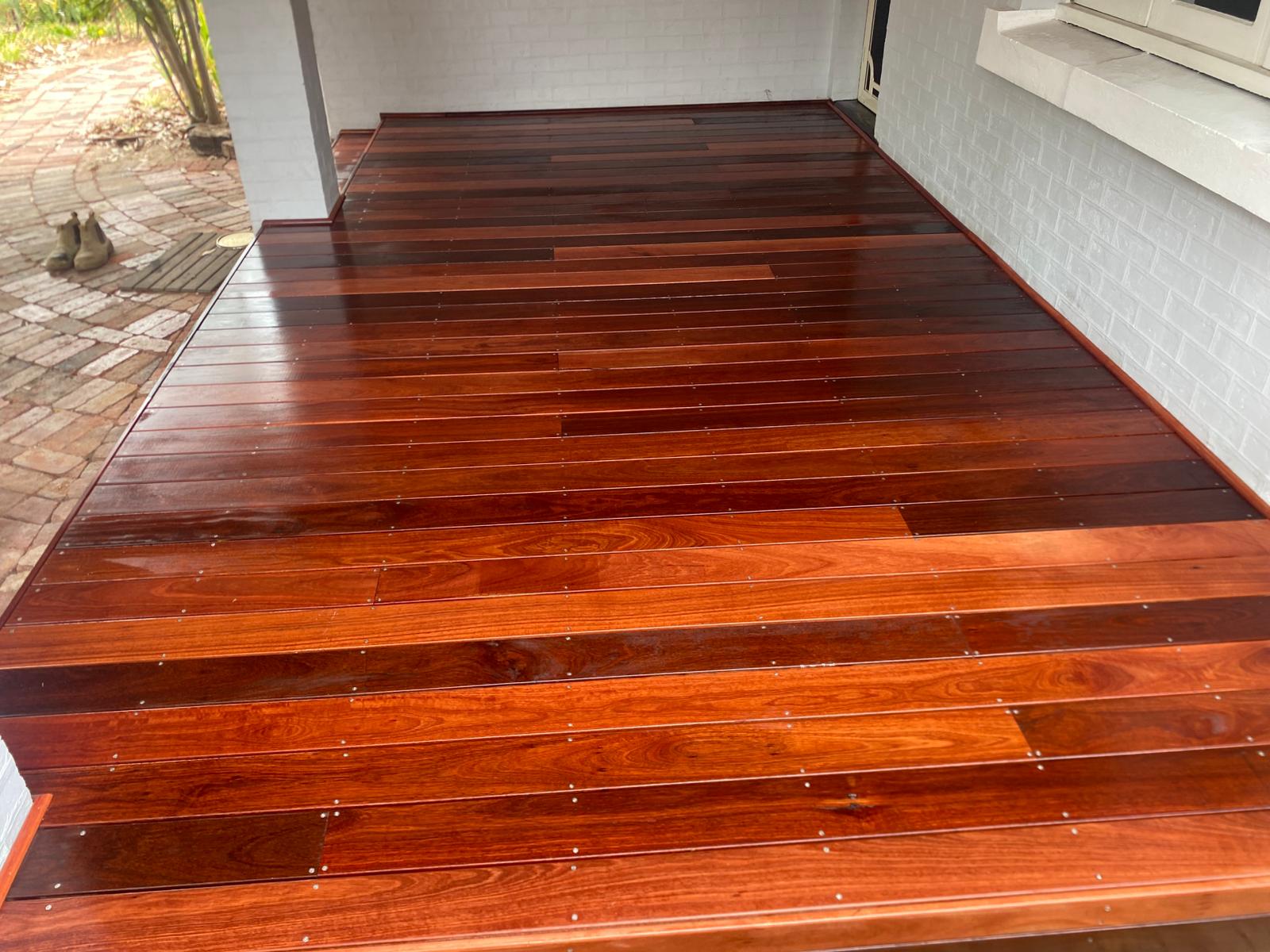 Jarrah decking board — deep red WA native hardwood, rich dark red-brown grain